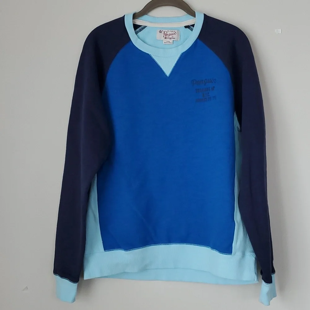 Original Penguin Men's Terry Sweatshirt Color Block Blue Size Large - Picture 12 of 12